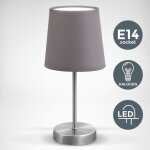 Lampe de chevet moderne avec abat - jour en tissu gris ? pied en m�tal stable et antid�rapant design ...