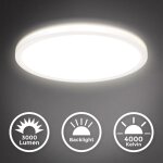 B. k. licht - panel led, plafonnier dinterieur, extra plat, 22w, 3000lm, blanche neutre 4000k, �clairage ...