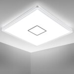B. k. licht - plafonnier design carr� led 18w �clairage ultra - plat 28mm applique moderne blanc - argent� ...