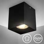 B. k. licht - spot saillie carré 80x80mm douille gu10 pour ampoule led ou halogène 50w max plafond noir ... B. k. licht - spot saillie carré 80x80mm douille gu10 pour ampoule led ou halogène 50w max plafond noir ...