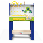 Baby vivo - tabli du bricoleur jouet en bois pour enfant - luigi avec engrenages rotatifs et 29 pices ...