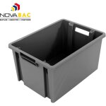Bac industrie gerbable et emboitable 30 l gris