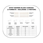 Baguette de finition pour carrelage mural fa�ence effet marbre blanc carrara (2 formats + bullnose, 2 ...