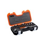 Bahco - jeu de douilles 1 / 4 , 6 pans, dimensions en pouces, et cliquet - 16 pc / coffret