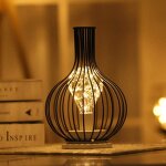 Bainuojia lampe de table d�corative, r�tro lampe de table, style cage, veilleuse, r�tro, � piles, lampe ...