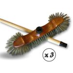 Balai de mnage demi - tte garnissage soie grise - lot de 3 - manche bois
