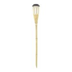 Balise solaire led ip44 en bambou, effet flambeau, 74 cm, ip44 - sobabam - xanlite