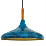 Bamyum - lampe suspendue simple avec t�te de lit en bois bleu ? lustre vintage e27 �35 cm pour salon, ...