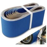 Bandes abrasives 100 x 915 mm, 10 pi�ces, grains assortis (40 / 60 / 80 / 120 / 240), bandes abrasives ...