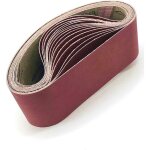Bande abrasive 100 x 915 mm assortie pour ponceuse � bande - lot de 10 (2 x grain 40 / 80 / 120 / 180 ...