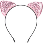 Bandeau � oreilles de chat � paillettes r�versible - accessoire cheveux brillant pour femme