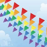 Banderole multicolore 100 m 150 fanions en nylon pour d�coration de mariage, anniversaire