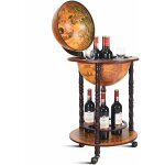 Goplus - bar globe terrestre avec 3 roues - porte bouteilles en bois - mini bar roulant - 4 compartiments ...