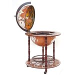 Bar de salon hwc - d86, minibar, tagre de vin, globe terrestre  45cm, roulant, bois d'eucalyptus