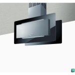 Baraldi - hotte trisia isola cm. 90x43 - inox, verre noir - 800 m3 / h