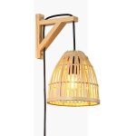 Barcelona led - applique murale en bois avec abat - jour en bambou 'cesta' - noir boho chic