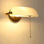 Barcelona led ? applique vintage banquero e27 blanc ? abat - jour en verre r�glable ? support en laiton ...