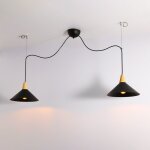 Barcelona led - double lampe suspendue en m�tal et bois 'selroom' - noir - 2xe27
