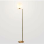 Barcelona led ? lampadaire boule de cristal anni ? aluminium dor� mat ? abat - jour en verre opale ? ...