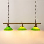 Barcelona led ? lampe suspendue vintage 3 x e27 ? abat - jour en verre vert ? support en laiton vieilli ...
