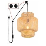 Barcelona led - suspension en osier avec c�ble et prise 'onna' boho chic
