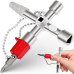 Bardusch - cl 4 voies, 4 voies cl multifonction, cl en croix universelle pour compteurs d'eau et d'lectricit, ...