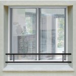 Barre d?appui 2 lisses - fen�tre 120 cm (cote tableau) ? acier rectangulaire 20 x 40 mm ? pr�peinte noir ...