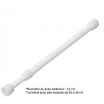Barre t�lescopique � ressort multifonction blanche, extensible de 30 � 50 cm, pour armoires, �tag�res, ...