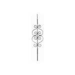 Barreau semi torsad avec motif volutes au centre - hauteur 950mm largeur 220mm carr de 12mm - fer forg ...