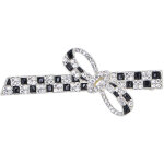 Barrette � cheveux kawaii avec noeud papillon, strass et motif quadrill� noir et blanc - id�e cadeau ...