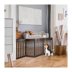 Costway - barrière de sécurité en bois pour chiens avec charnières flexibles à 360° et 4 panneux pou ... Costway - barrière de sécurité en bois pour chiens avec charnières flexibles à 360° et 4 panneux pou ...