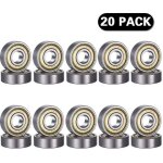 Basetbl - 20 pi�ces 608 zz roulement � billes, 608zz m�tal double blindage miniature deep groove skateboard ...