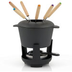 Service  fondue en fonte noir, dj brl 1 litre, pour 6 personnes - bbq - toro