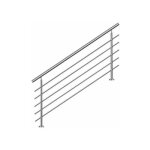 Ahm1805 main courante d'escalier 180cm, balcon, balustrade, garde - corps en inox avec 5 barres transversales, ...