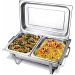 Bc - elec - f433 - 2 r�chaud chauffe - plats 2x gn1 / 2 bain marie avec couvercle, 60x37x29cm