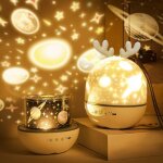 B�b� veilleuse projecteur, led enfant veilleuse lampe musicale et lumineuse 360�rotation, 8 chansons, ...