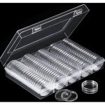Bebusingoto lot de 100 capsules transparentes pour pi�ces de monnaie de 30 mm, bo�te de rangement transparente ...