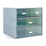 Bebusingoto organisateur de maquillage, organiseur de bureau avec 4 tiroirs, bleu