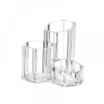 Bebusingoto support de pinceau de maquillage transparent, rangement en acrylique avec 3 fentes