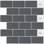 Beijiyi - 10 feuilles peel and stick on tiles metro subway carrelage mural auto - adh�sif gris noir pour ...