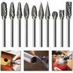 Beijiyi - 10 pcs double coupe de tungst�ne burres rotatives en carbure massif en acier set 3mm queue ...