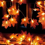 Beijiyi - guirlande d'automne, guirlande lumineuse en feuille d'�rable de 3 m 20 led, d�coration d'automne, ...