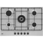 Beko hiaw75223sxe plaque de cuisson � gaz encastrable en acier inoxydable de 75 cm, 5 br�leurs