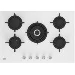 Beko hilw75222sw table de cuisson encastrable 75 cm gaz 5 feux blanc