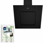 Beko hotte dcorative inclin aspirante noire largeur 60cm dbit d'air 537m3 / h