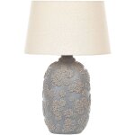 Beliani - lampe de chevet en c�ramique abat - jour empire motif floral gris et beige ferrey