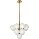 Lampe pendante de plafond � 13 lumi�res moderne glam chandelier abat - jour en verre blanc base en m�tal ...