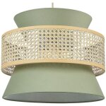 Beliani - lampe � suspension lumi�re douce abat - jour en coton rotin naturel et vert luyano
