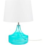 Beliani - lampe de table ou chevet avec base en verre bleu transparent et abat - jour cylindrique en ...