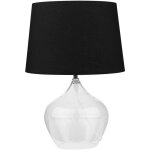 Lampe de table ou chevet pied en verre transparent et abat - jour en tissu noir e27 max 40w décor design ... Lampe de table ou chevet pied en verre transparent et abat - jour en tissu noir e27 max 40w décor design ...